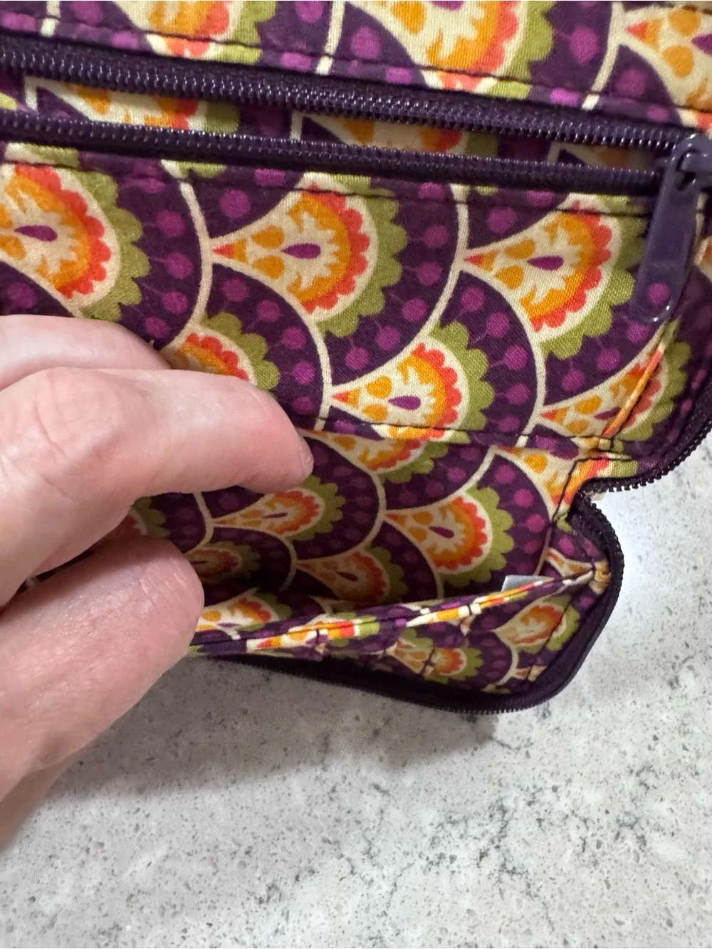 Vera Bradley Multicolor Quilted Wristlet Wallet in Purple and Teal